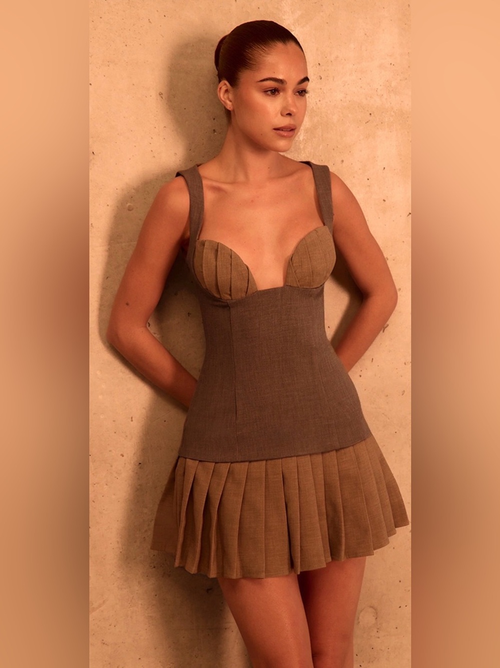 PrettyLittleThing Mocha Satin Bustier Top